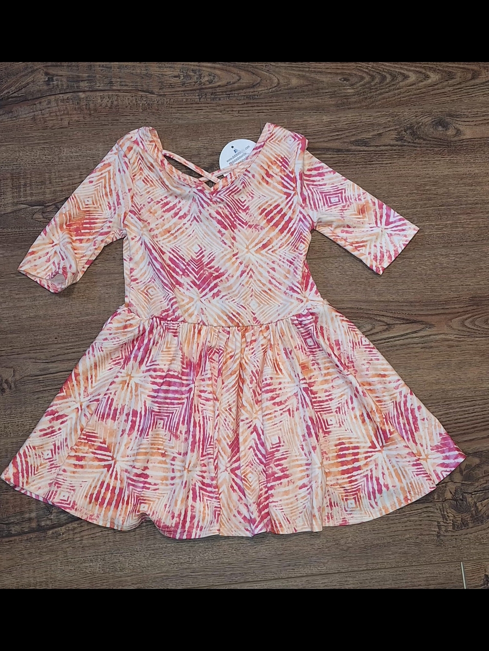 Dot Dot Smile Pink & Orange Geometric Twirl Dress ☆Size 2☆